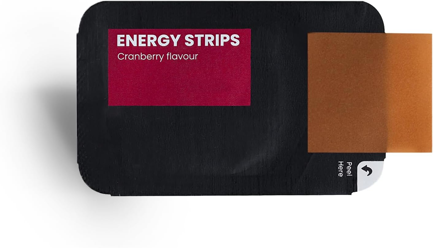 All Natural Cranberry Flavored Energy Strips - 50mg Caffeine - Fast Absorption - 30 Strips