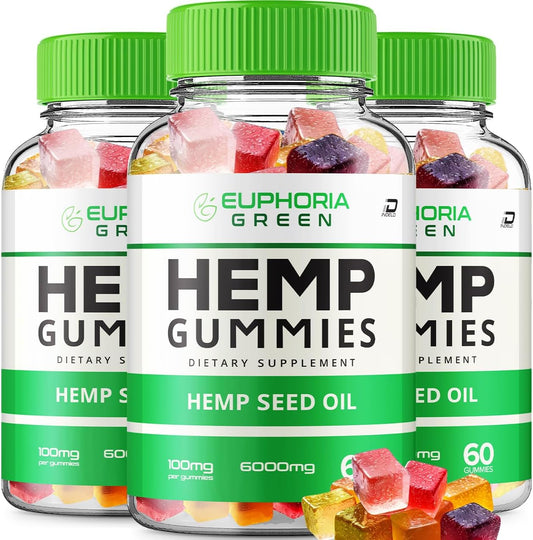 All Natural Euphoria Green metabolism booster Gummies with metabolism booster Seed Extract - Herbal Supplement for Health and Wellness (3 Pack - 180 Gummies)