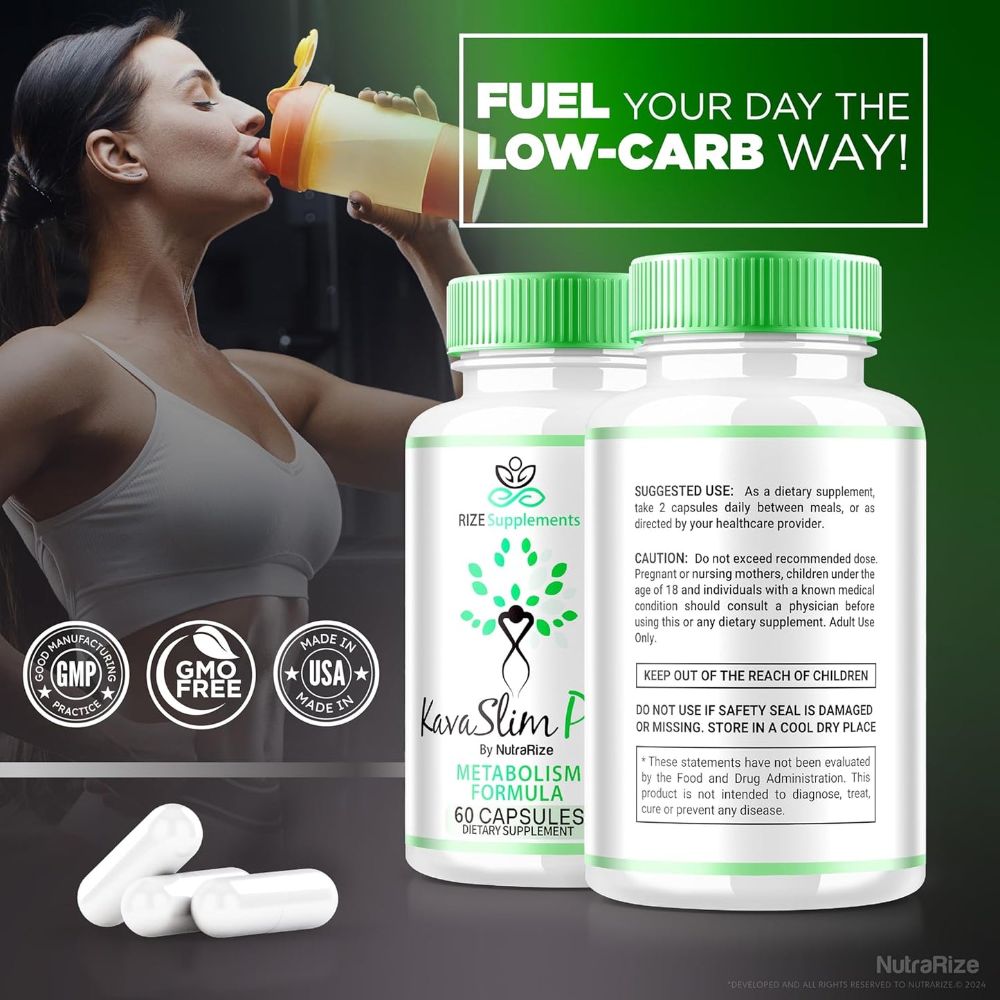 All-Natural KavaSlim Pro Capsules for Advanced Slimming Formula - Target Belly Fat with Kava Slim Pro Maximum Support - 60 Capsules