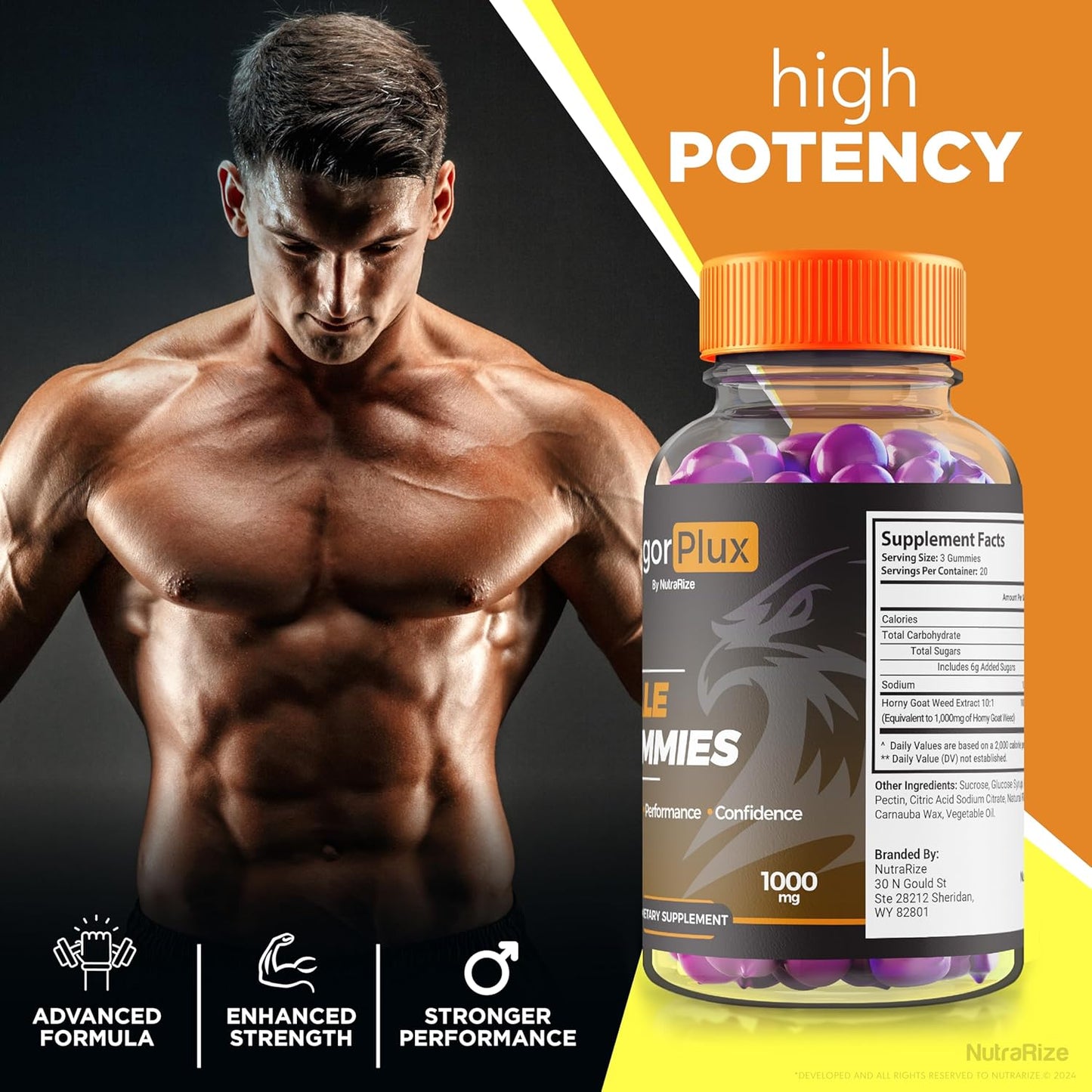 All-Natural NutraRize VigorPlux Male Gummies - Support Performance & Confidence - Official Reviews - 60 Gummies