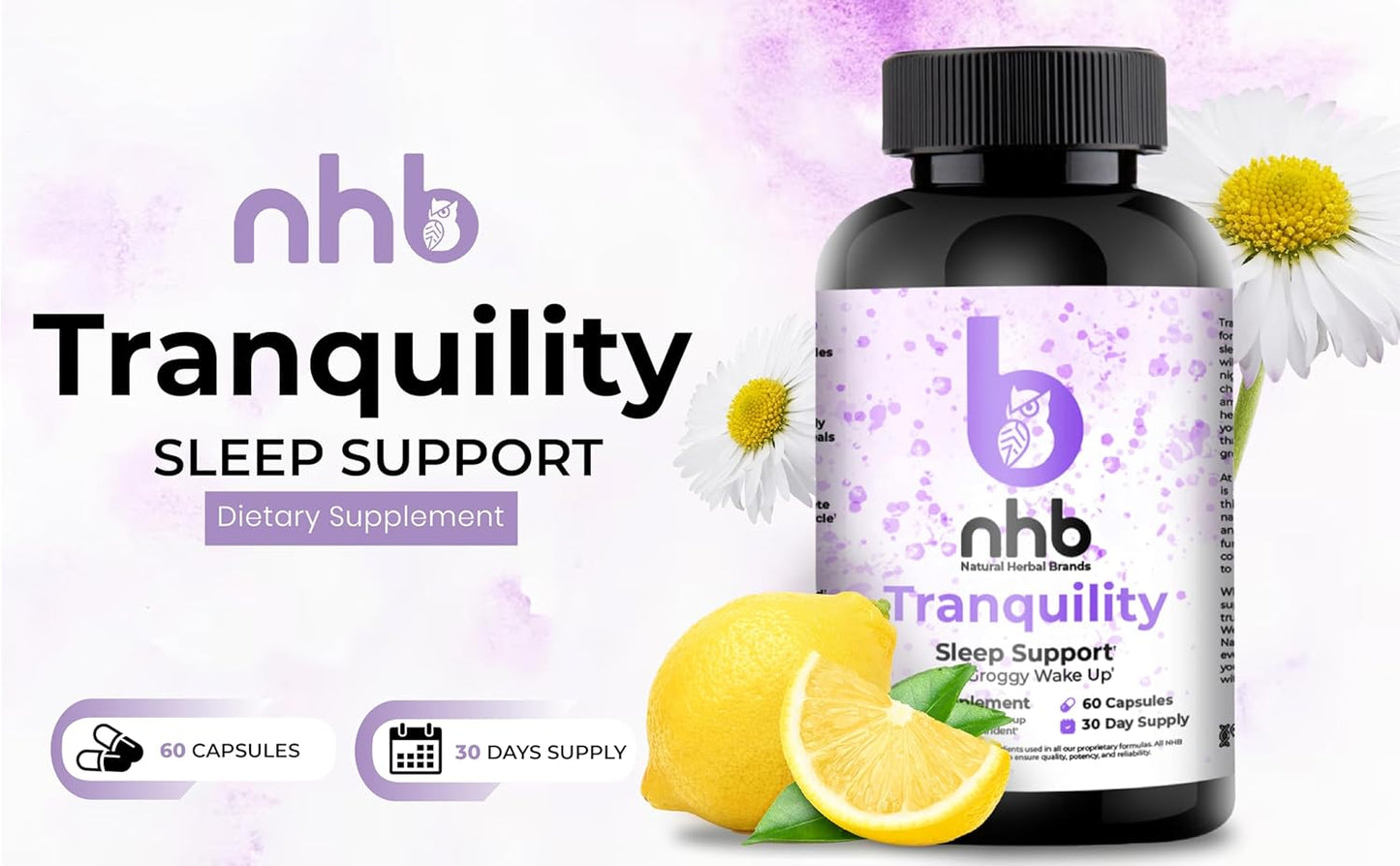All Natural Sleep Support Supplement with Melatonin, Lemon Balm, Chamomile, and Magnesium for Tranquil Nights - Made in USA