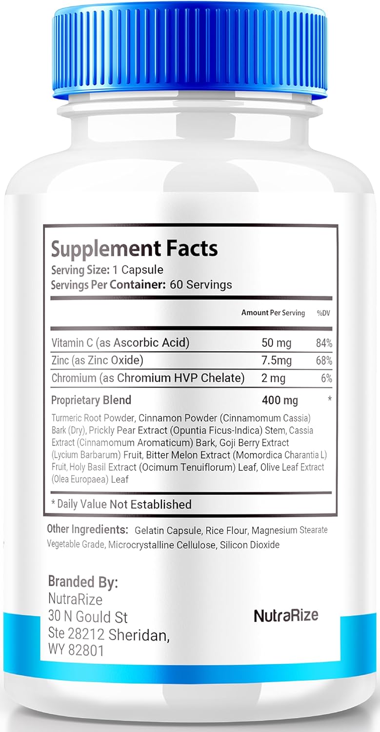 All-Natural SugarSwitch Capsules for Healthy Blood Sugar Levels - NutraRize Sugar Switch Supplement with Pectin (60 Capsules)