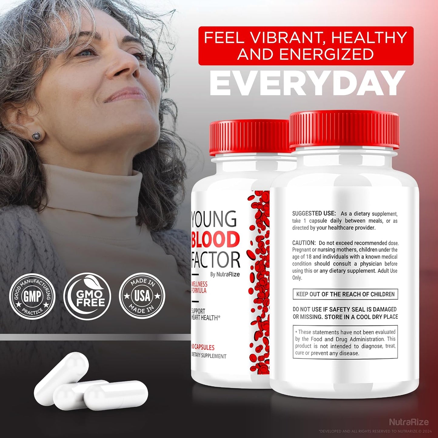 All Natural YoungBloodFactor Support Capsules - Official Blood Vessel Cleaner Formula for Healthy Stable Levels - 60 Pills