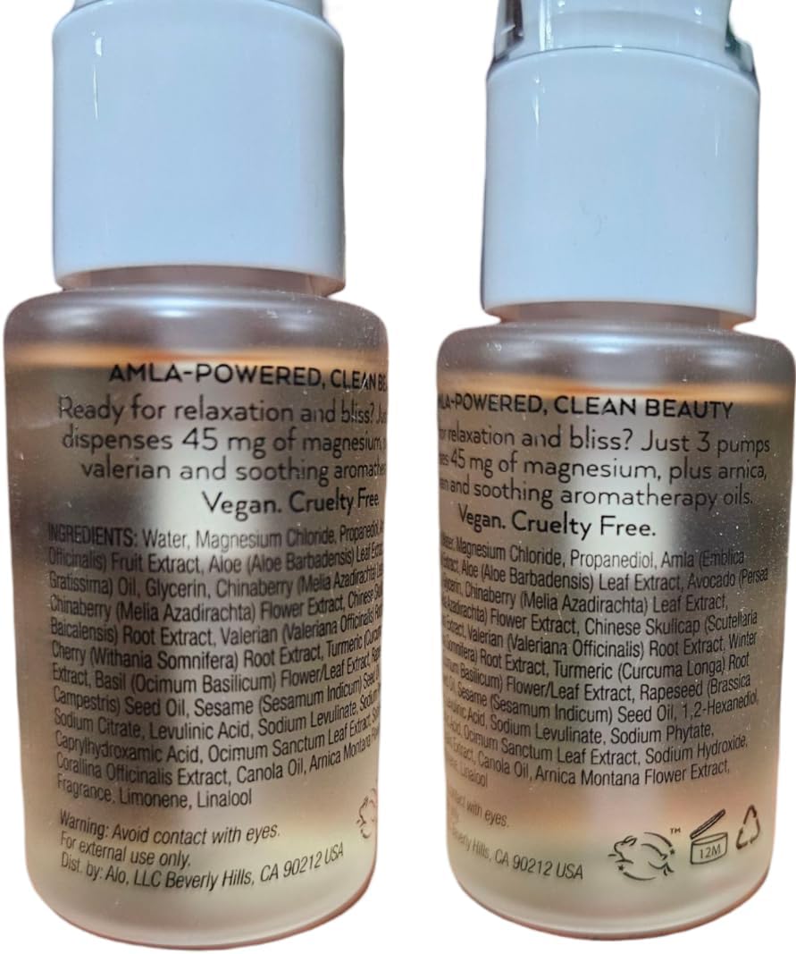 Alo Yoga Magnesium Reset Spray + Mini - Calming Blend with Soothing Magnesium, Valerian, Arnica - 3.2 oz & 0.7 oz