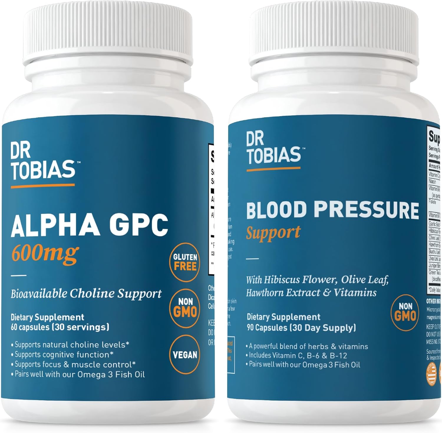Alpha GPC & Blood Pressure Support Capsules - Enhance Cognitive Function & Circulatory Health with Choline, Herbs, & Vitamins