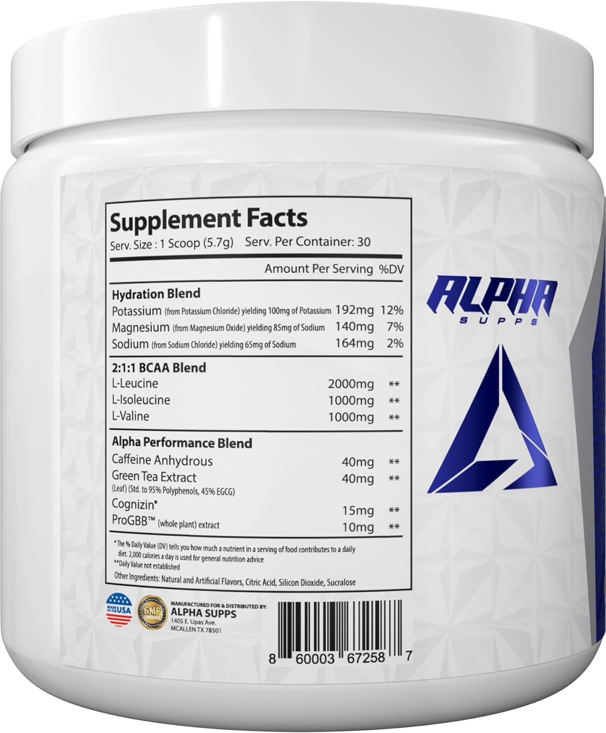 Alpha Supps Amino NRG+ BCAA Powder - Hydration & Energy Recovery with Electrolytes - Focus Blend for Performance - Men & Women (30 Servings, Juicy Grape)
