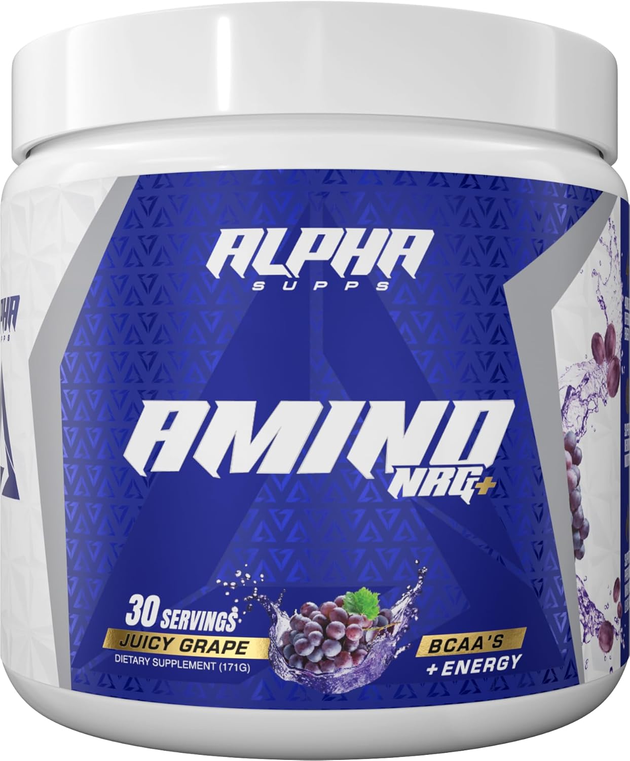 Alpha Supps Amino NRG+ BCAA Powder - Hydration & Energy Recovery with Electrolytes - Focus Blend for Performance - Men & Women (30 Servings, Juicy Grape)