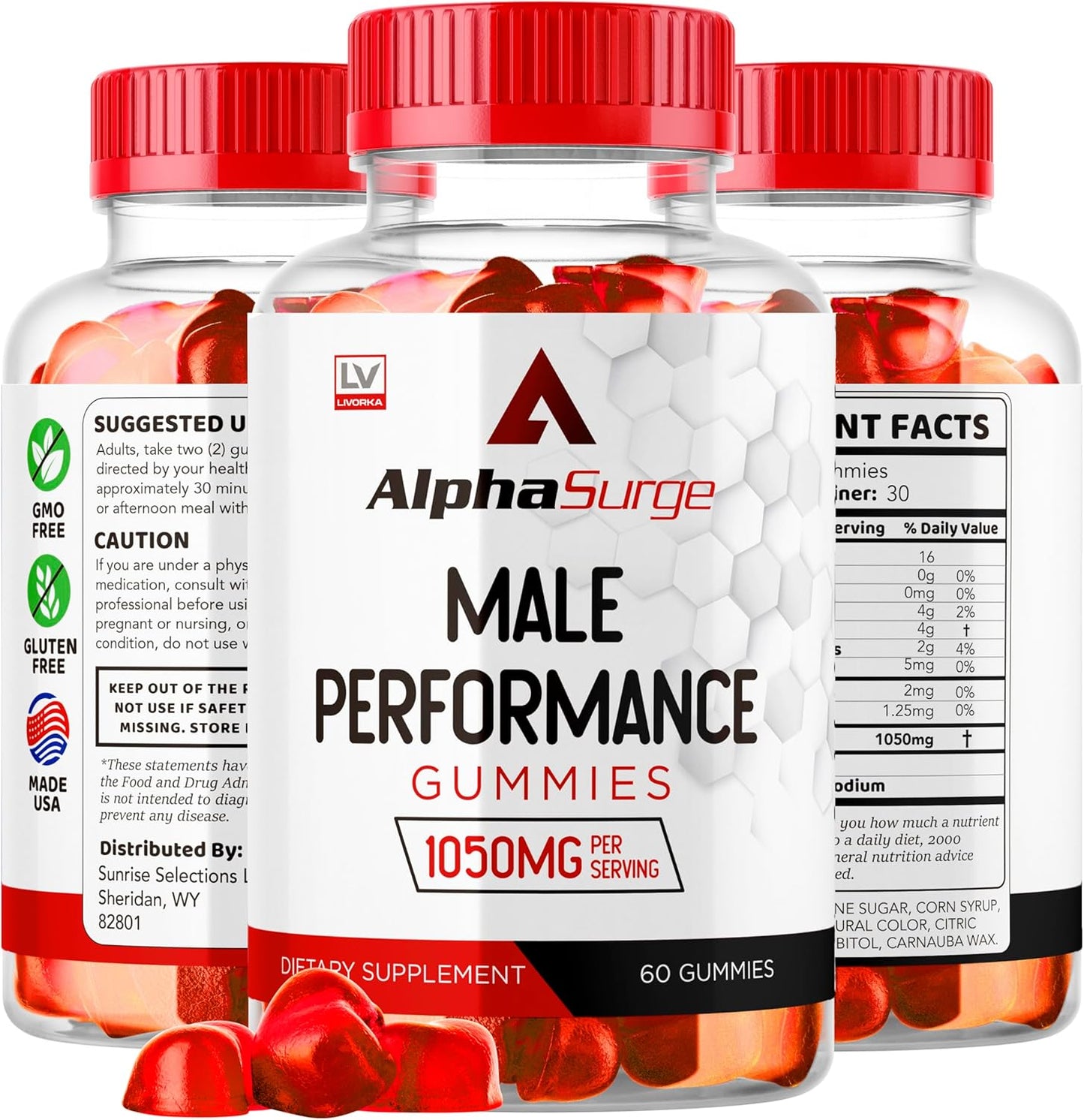 Alpha Surge XL Gummies for Men - 1050mg Alphasurge Gummies for Male, 180 Gummies for 3 Months Supply