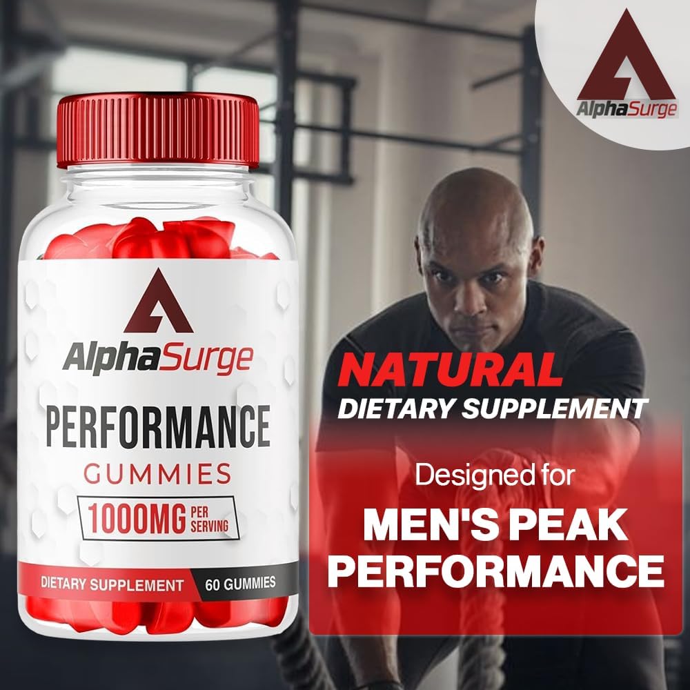 AlphaSurge Male Enhancement Gummies - 1000 MG Chewable Formula with Natural Ingredients (1 Pack, 60 Gummies)