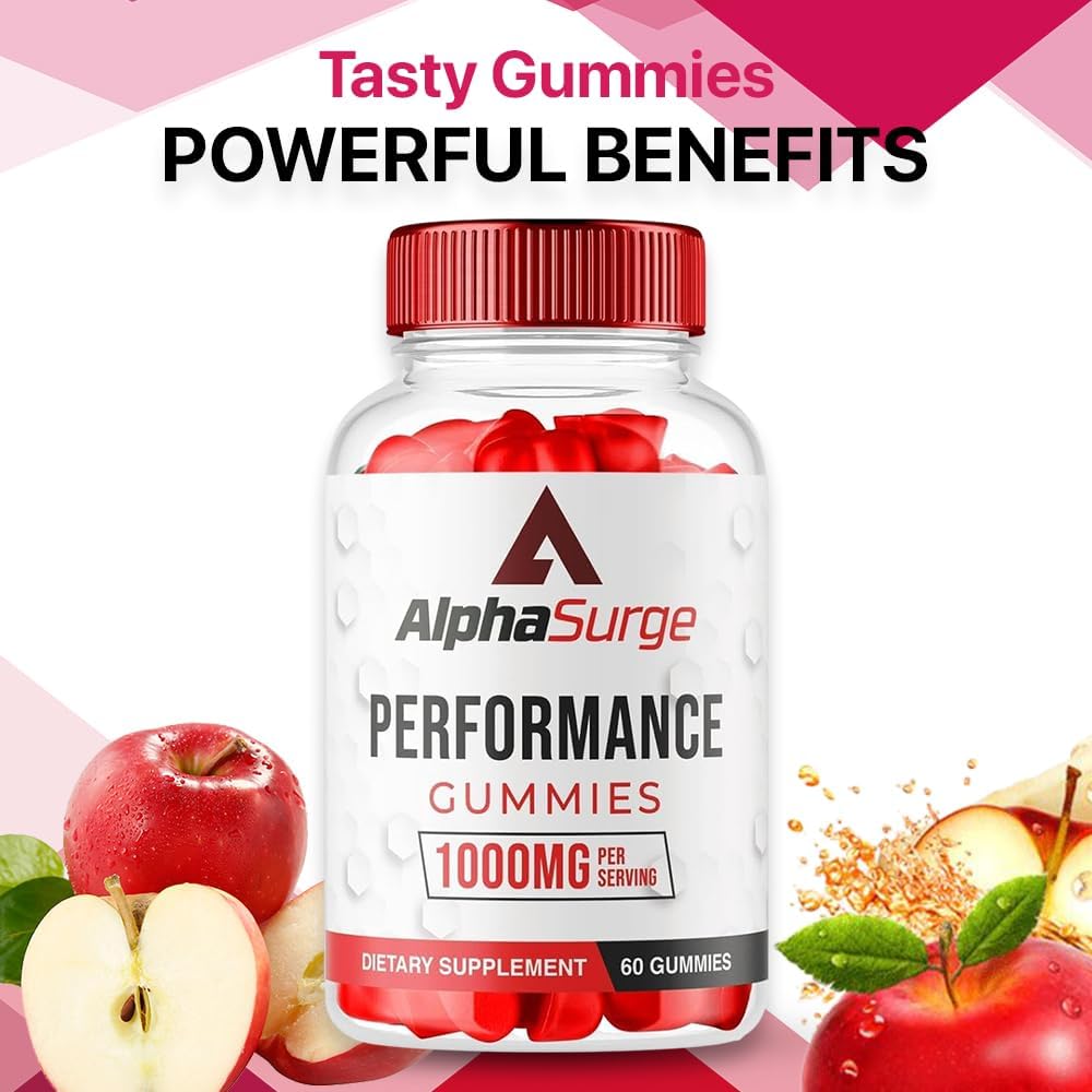 AlphaSurge Male Enhancement Gummies - 1000 MG Chewable Formula with Natural Ingredients (1 Pack, 60 Gummies)