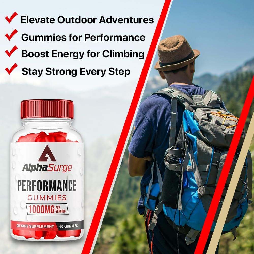 AlphaSurge Male Enhancement Gummies - 1000 MG Chewable Formula with Natural Ingredients (1 Pack, 60 Gummies)