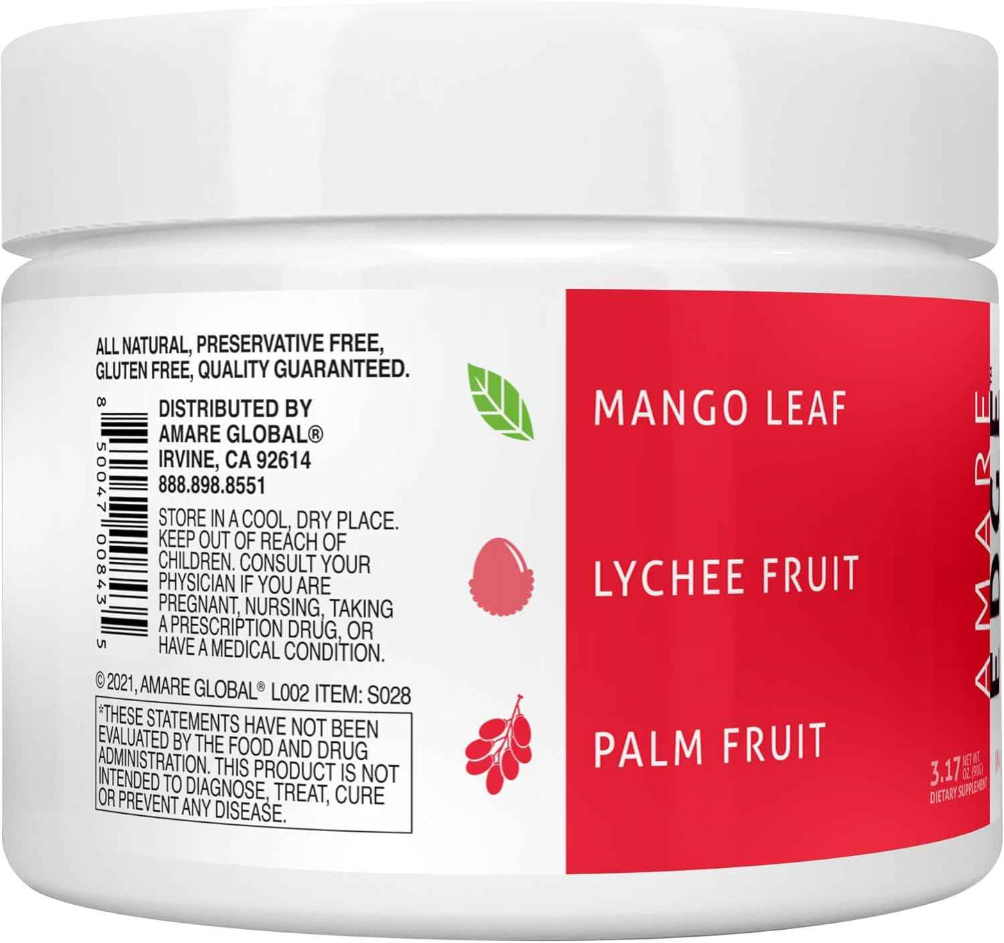 Amare Edge All Natural Nootropic Powder Drink for Endurance and Motivation in Watermelon