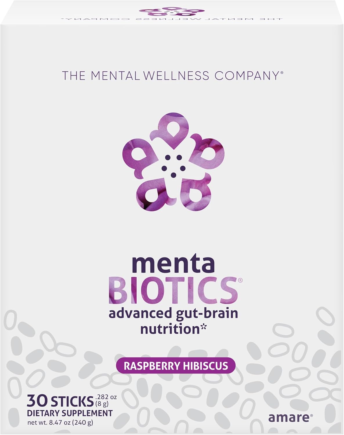 Amare Global MentaBioticsĀ® Raspberry Hibiscus Gut Brain Nutrition - Prebiotic, Probiotic, Phytobiotics - 30 Servings
