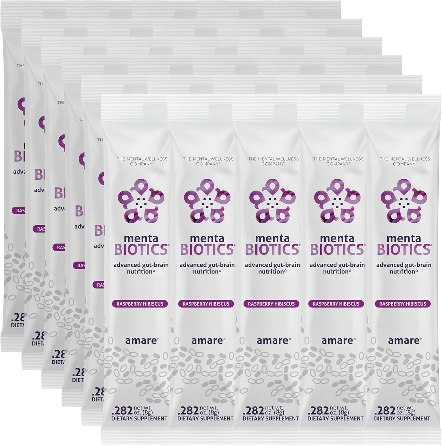 Amare Global MentaBioticsĀ® Raspberry Hibiscus Gut Brain Nutrition - Prebiotic, Probiotic, Phytobiotics - 30 Servings