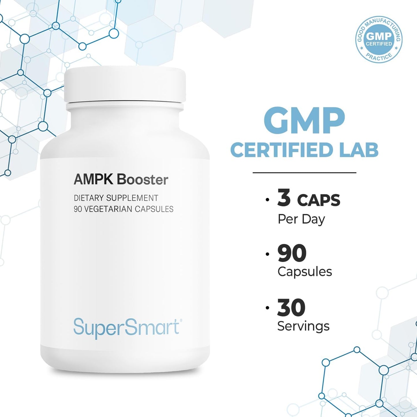 AMPK Metabolic Activator with Berberine - Supersmart - Non-GMO & Gluten Free - 90 Vegetarian Capsules