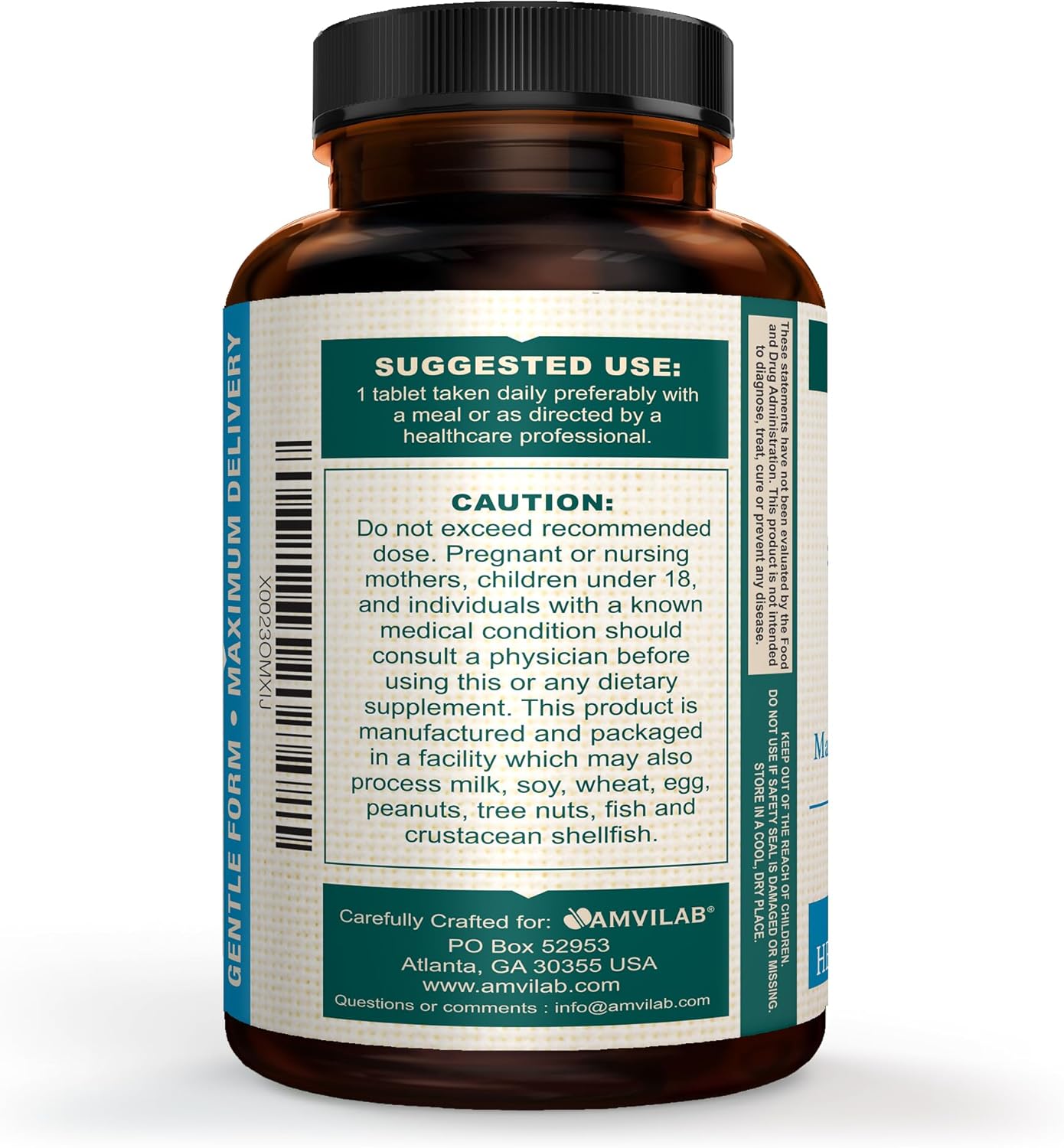 AMVILAB BONEX Ultra Supplement - Vitamin D3, K2, Magnesium - Cardiovascular, Immune & Bone Health - 60 Tablets