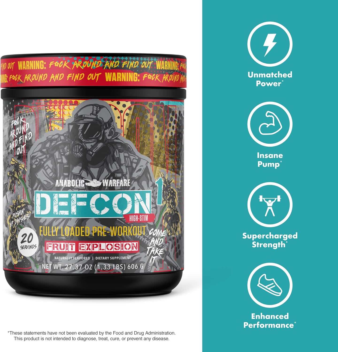 Anabolic Warfare Defcon1 High Stim Pre-Workout Powder - Fruit Explosion Flavor - 20 Servings