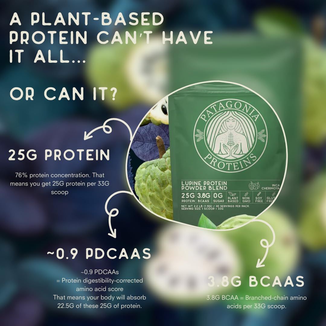 Andes Cocoa Patagonia Proteins: Vegan Plant-Based Protein Powder with 25g Protein, 110 Calories, 3.8g BCAAs - Non-GMO, Sugar/Soy/Gluten Free