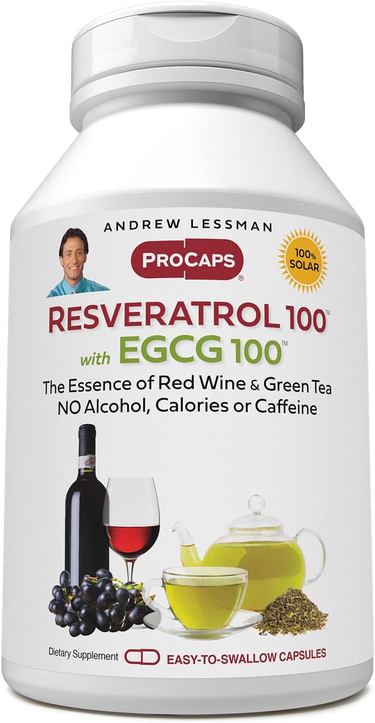 Andrew Lessman Resveratrol-100 and EGCG 100 Capsules - Natural Antioxidants, Alcohol and Caffeine-Free