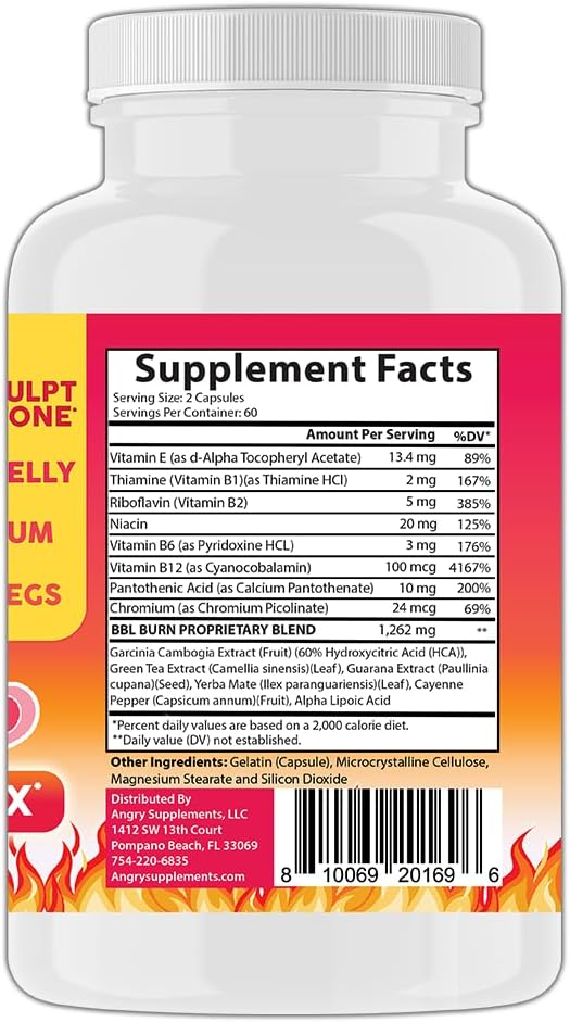 Angry Supplements Better Booty Combo: BBL Tablets with Creatine, Glutamine, BCAA's, Collagen + BBL Burn Thermogenic Capsules