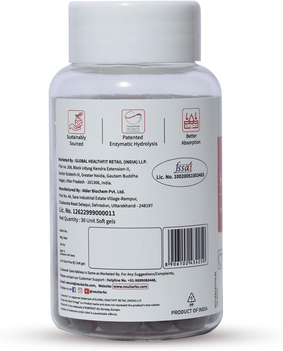 Antarctic Krill Oil Softgels 1000mg with Astaxanthin, Vitamin E & D3 - Reduce Triglyceride & Cholesterol - Lemon Flavor - 30 Softgels