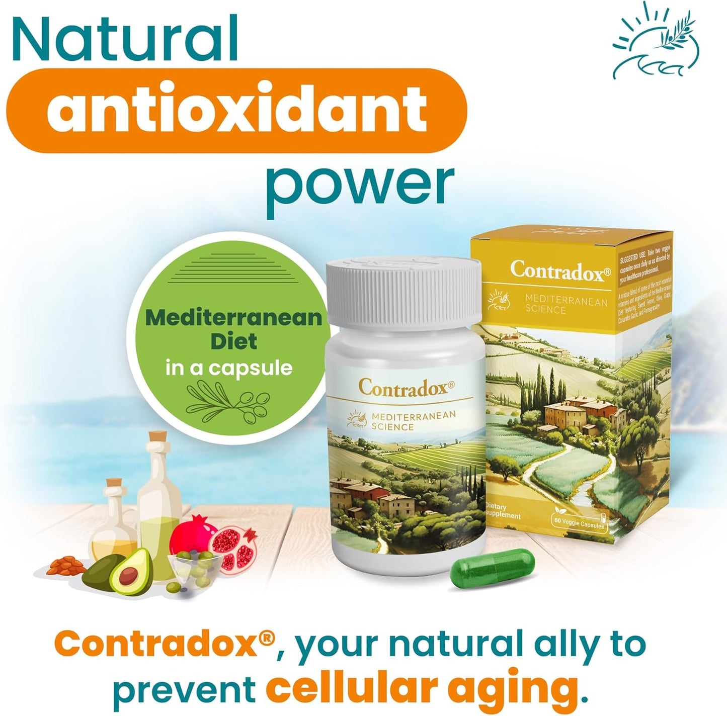 Anti-Aging Resveratrol Capsules with Vitamins E, C, D, and Selenium - Mediterranean Diet Supplement