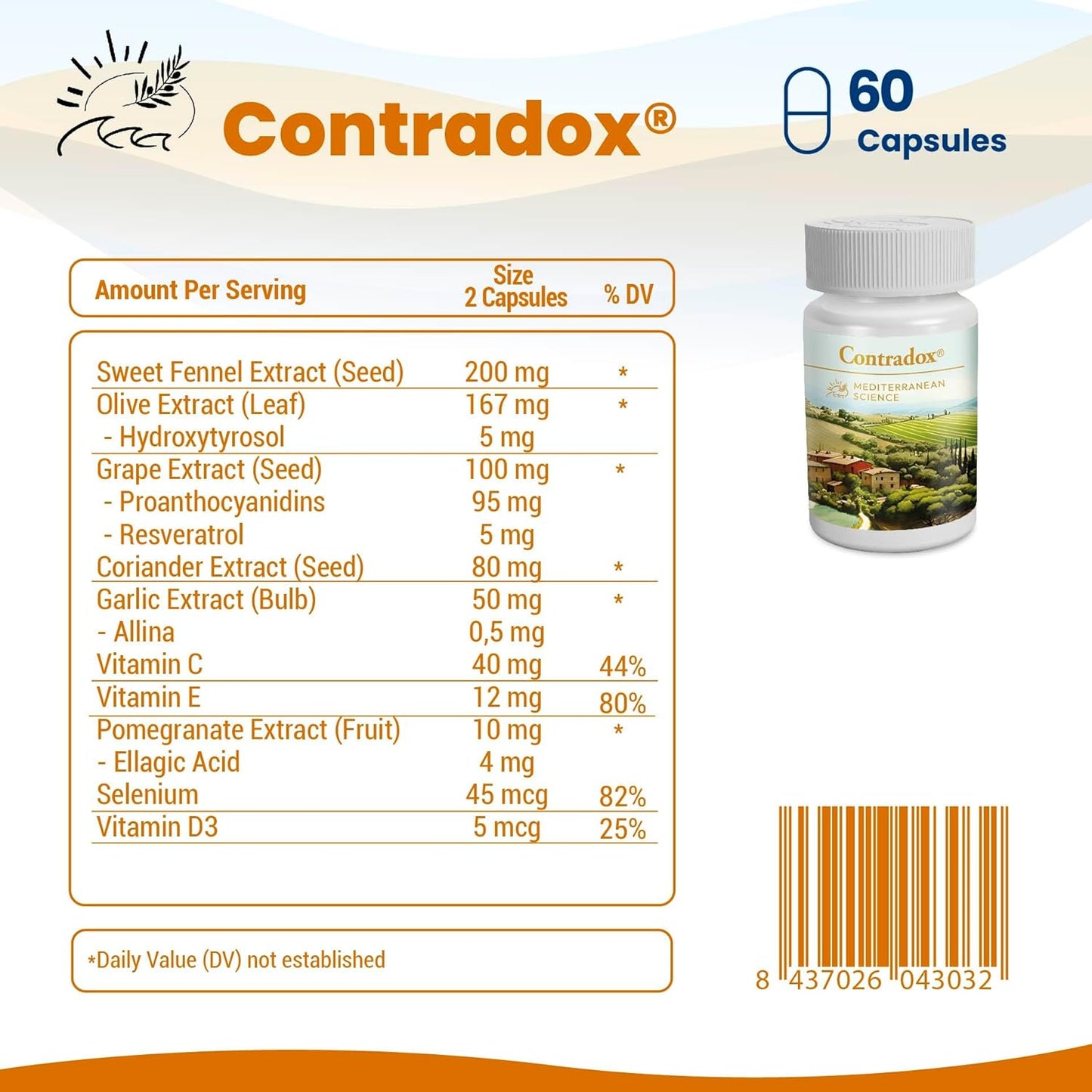 Anti-Aging Resveratrol Capsules with Vitamins E, C, D, and Selenium - Mediterranean Diet Supplement
