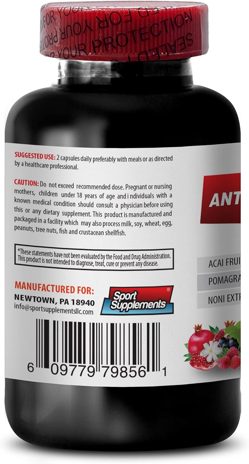 Antioxidant Mega Complex Supplement - 1440mg Resveratrol, Acai, Goji, Pomegranate, Mangosteen - 2B 120 Capsules