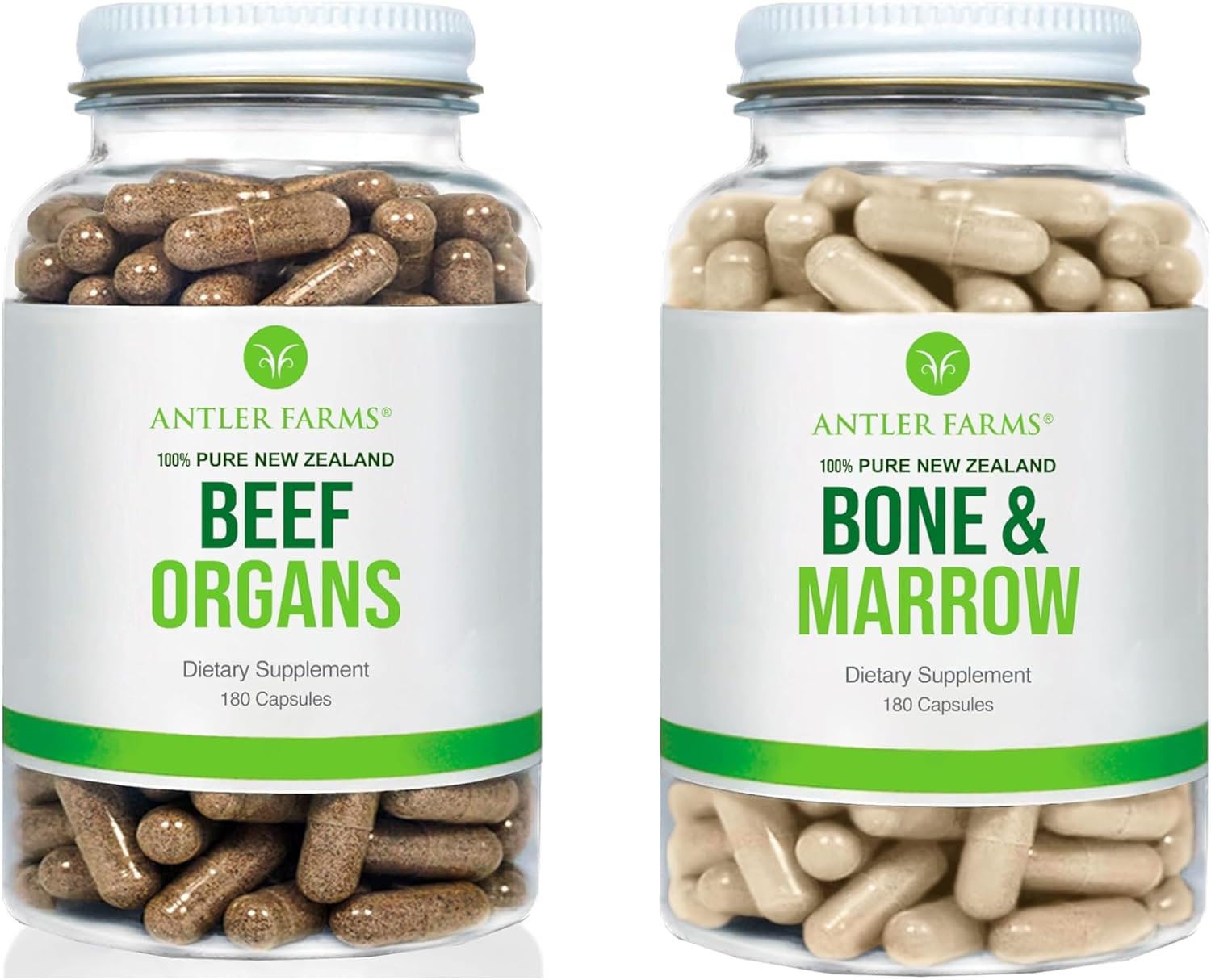 Antler Farms - Premium New Zealand Beef Organ & Bone Marrow Bundle - 180 Capsules - Cold Processed Supplement