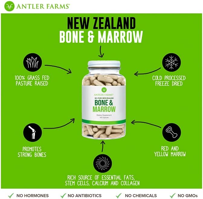 Antler Farms - Premium New Zealand Beef Organ & Bone Marrow Bundle - 180 Capsules - Cold Processed Supplement