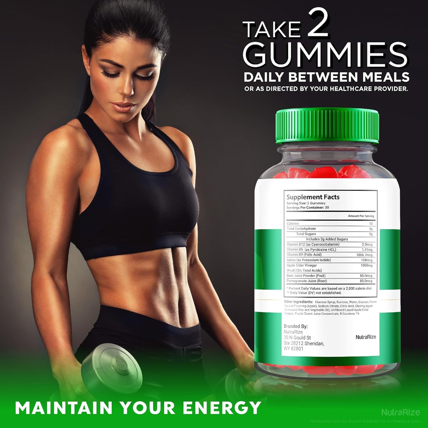 Apple Cider Vinegar Gummies for Slimming Formula - NutraRize PeakTrim Keto ACV Gummies - All Natural 1000MG Supplement to Support Fitness Goals - 60 Gummies