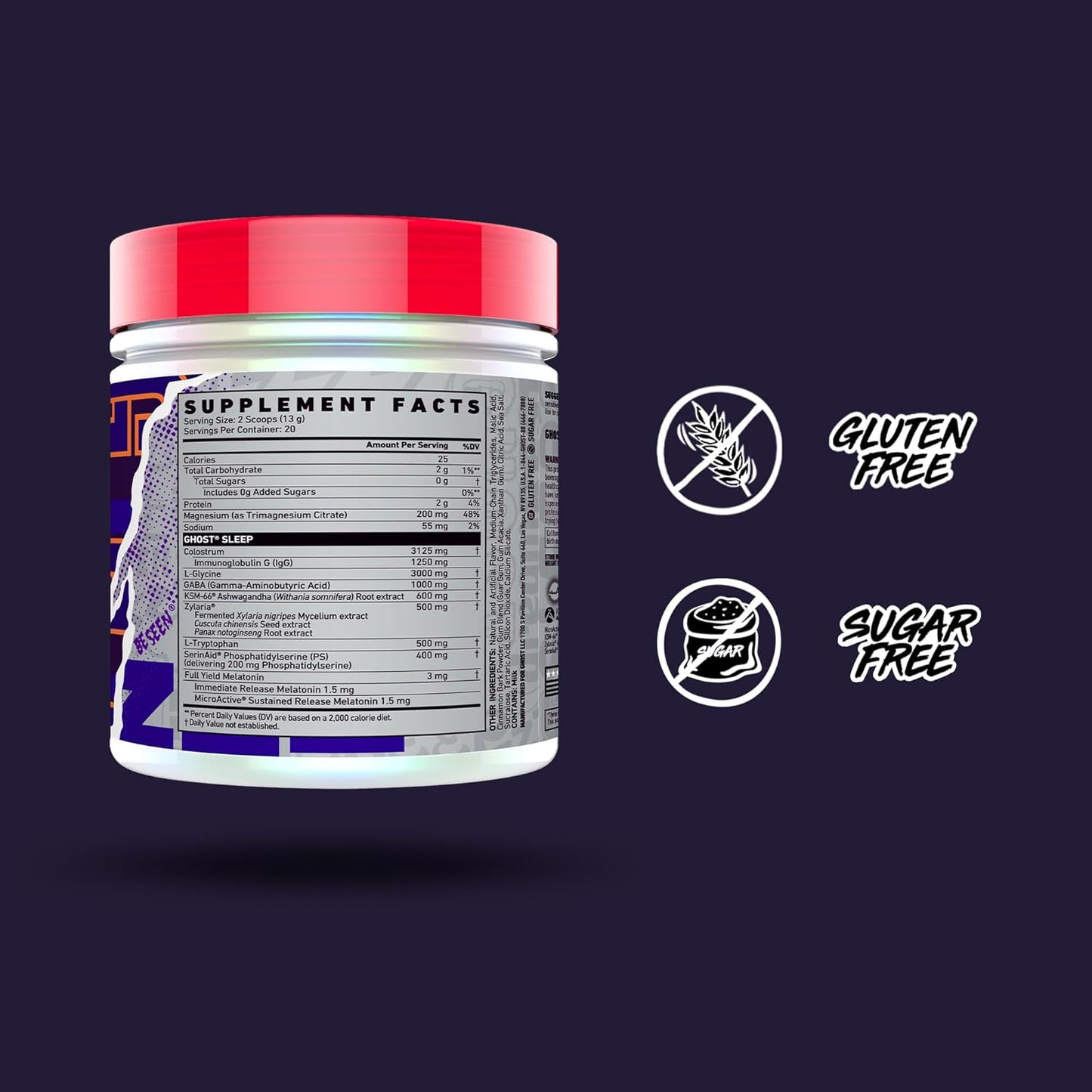 Apple Pie GHOST Sleep Dietary Supplement - Premium Ingredients for Recovery & Rest, Including Melatonin, Colostrum & Ashwagandha - Supports Quality Sleep - Gluten-Free & Sugar-Free Formula