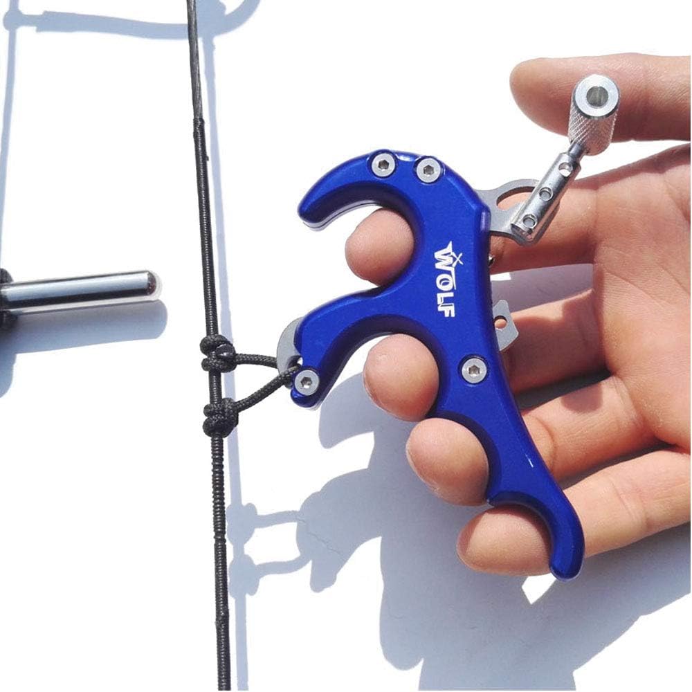 Archery 4 Finger Release Aid Compound Bow Trigger Grip Caliper for Outdoor Hunting