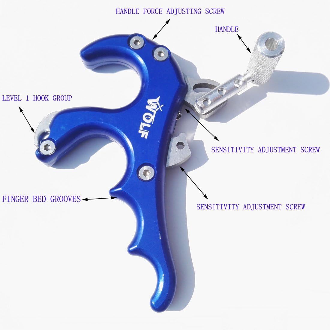 Archery 4 Finger Release Aid Compound Bow Trigger Grip Caliper for Outdoor Hunting