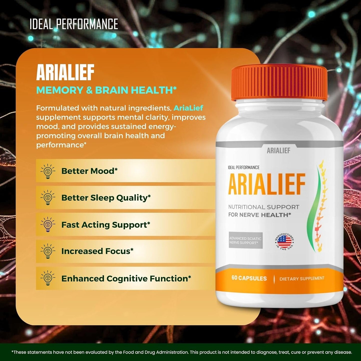 Arialief Sciatica Relief Capsules - Primepalm Supplement for Nerve Health - 60 Vitamin Pills for Optimal Performance