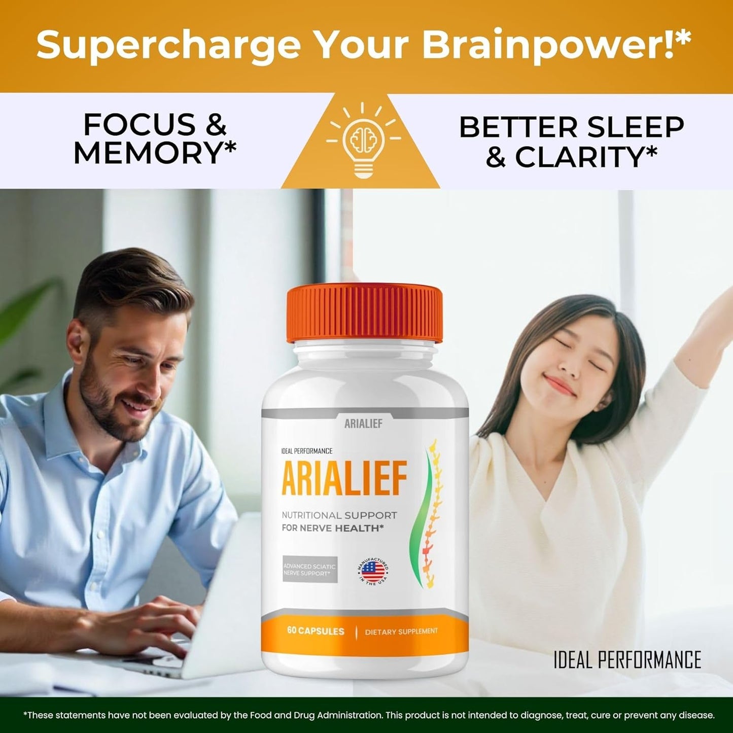 Arialief Sciatica Relief Capsules - Primepalm Supplement for Nerve Health - 60 Vitamin Pills for Optimal Performance
