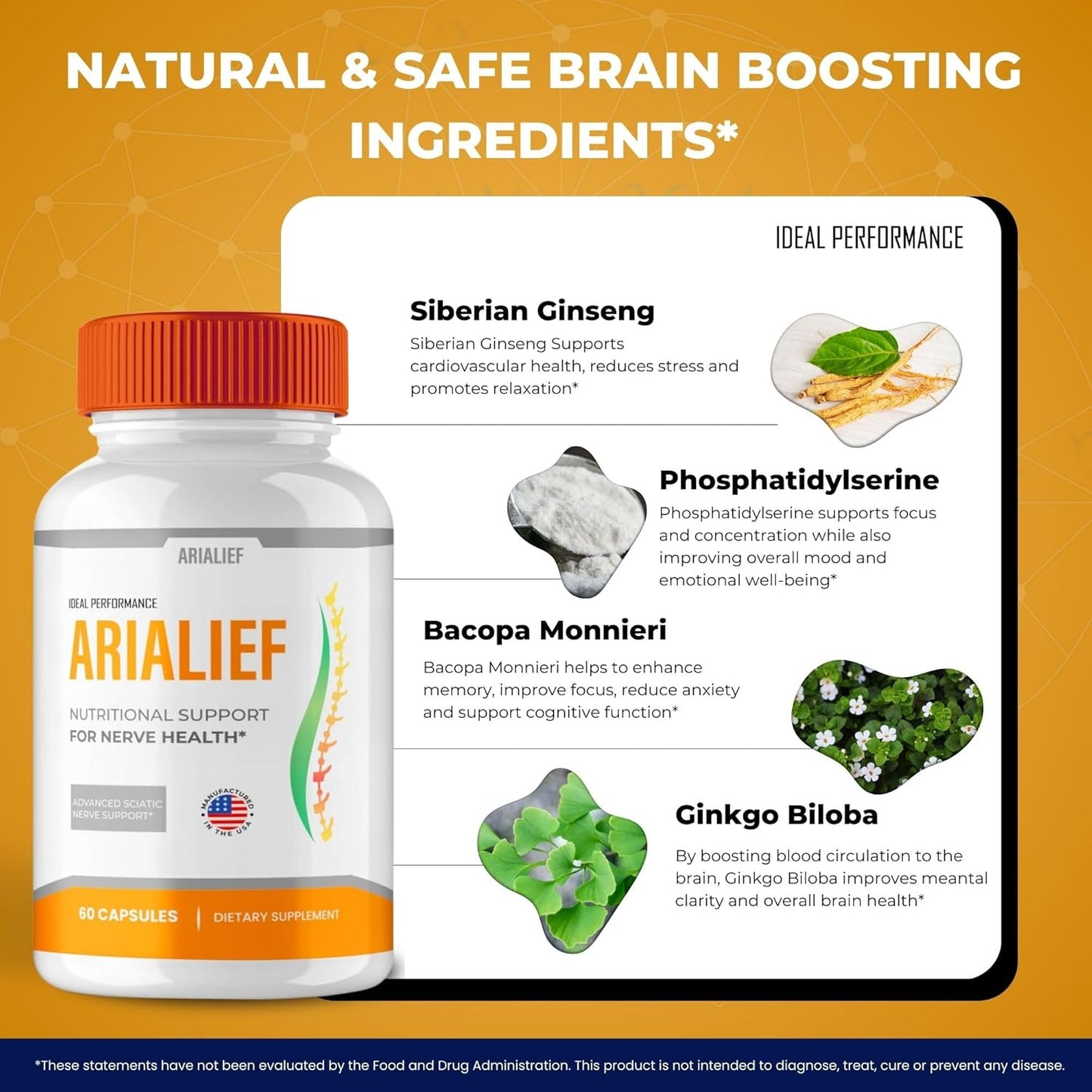 Arialief Sciatica Relief Capsules - Primepalm Supplement for Nerve Health - 60 Vitamin Pills for Optimal Performance