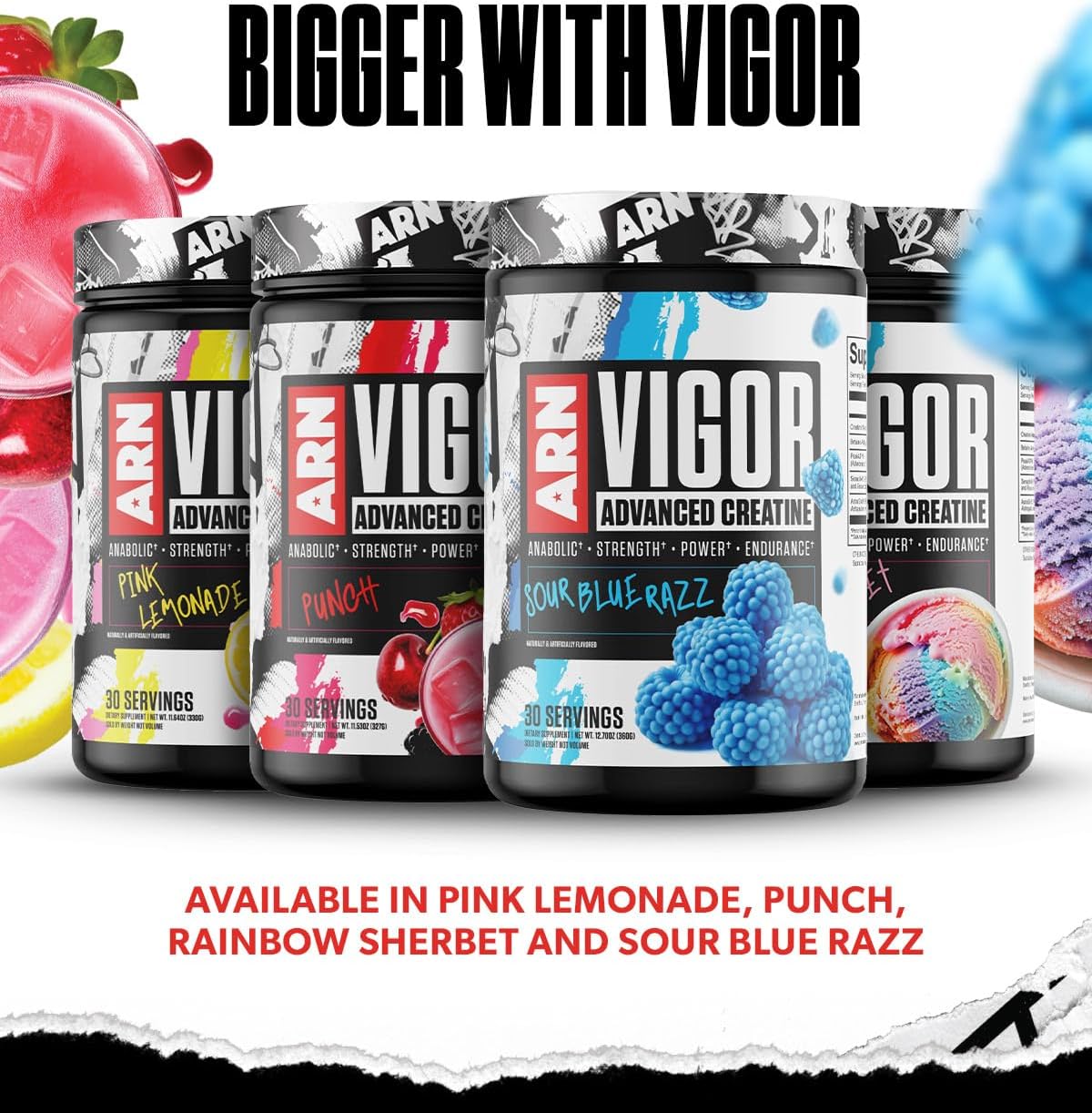 Arms Race Nutrition ARN Vigor Advanced Creatine Formula Rainbow Sherbet 30 Servings