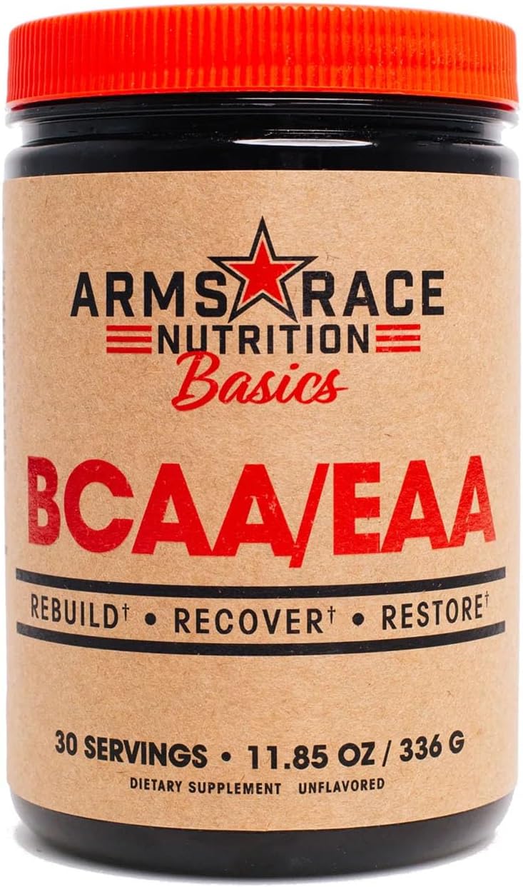 Arms Race Nutrition BCAA and EAA Powder - 6G BCAA, 4G EAA, 30 Servings - Unflavored Supplement