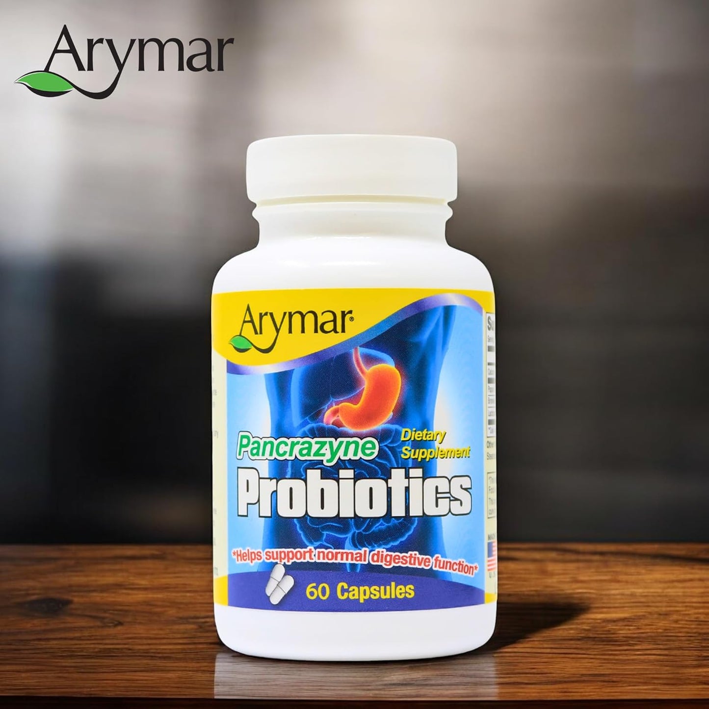 Arymar Pancrazyne Probiotics - 60 Capsules - Support Digestive Health - Dietary Supplement