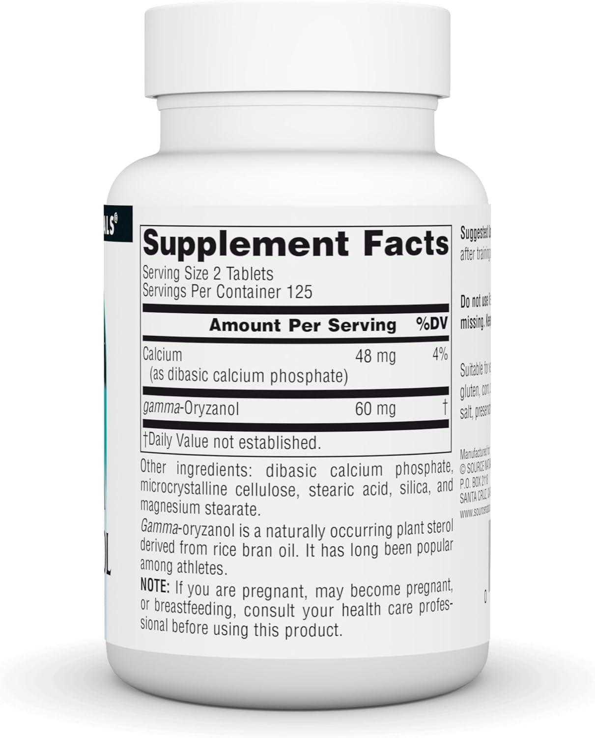 Athletic Series Dietary Supplement with 30 MG of Gamma Oryzanol - 250 Tablets by Source Naturals