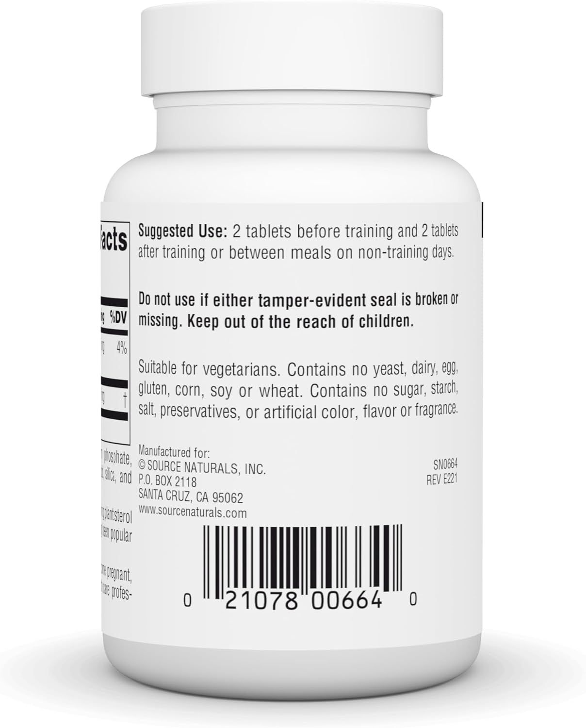 Athletic Series Dietary Supplement with 30 MG of Gamma Oryzanol - 250 Tablets by Source Naturals