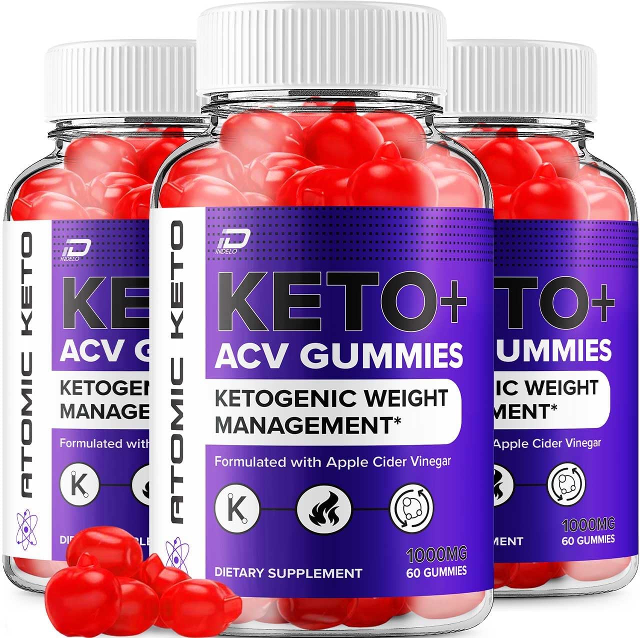 AtomicKeto ACV Gummies with Vitamin B12 - 1000MG Apple Cider Vinegar Gummies for Slimming Formula - 3 Pack (180 Gummies) - Reviews