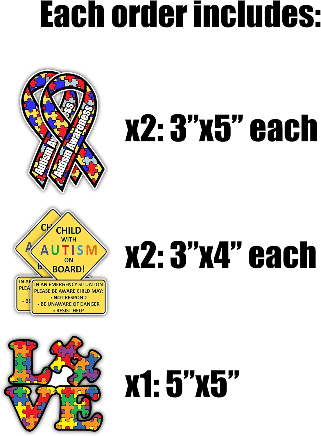 Autism Awareness Combo Pack: Child with Autism On Board Car Decal for Better Visibility and Safety