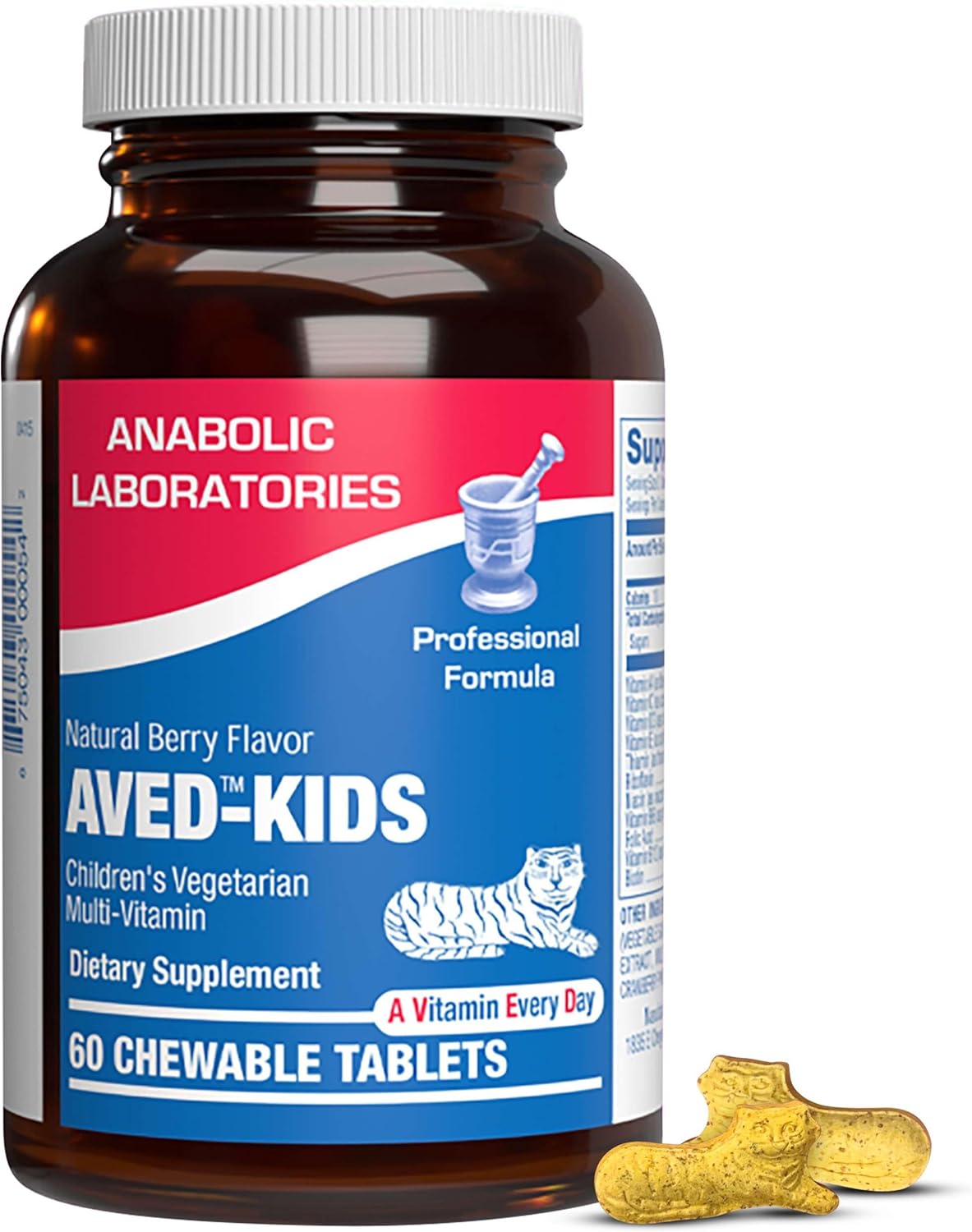 AVED Kids Multivitamin with Iron - 60 Chewable Tablets for Kids with Vitamins A, B, C, D, E, Iron, Calcium, Magnesium, and Zinc - Natural Berry Flavor