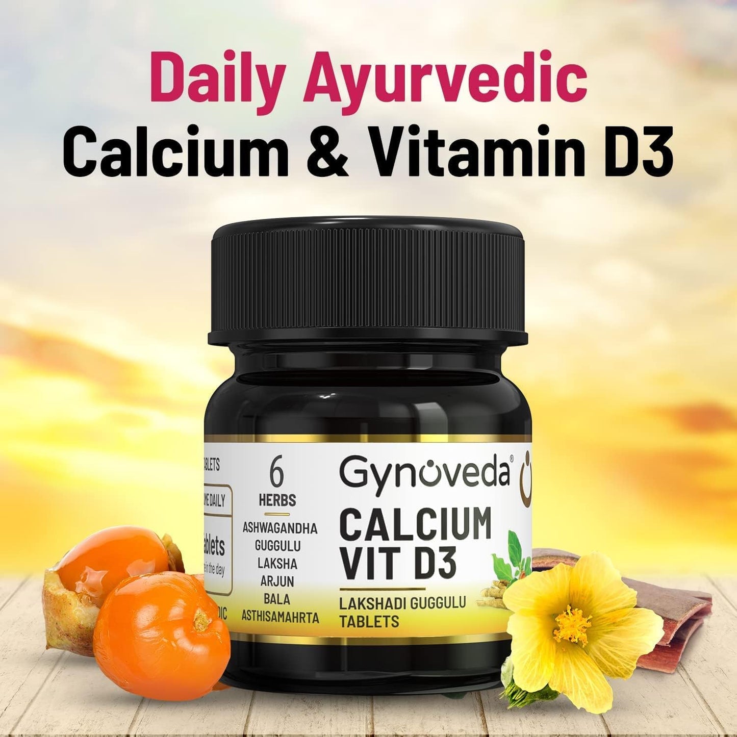 Ayurvedic Calcium and Vitamin D3 Supplement - 60 Tablets in 1 Bottle Pack