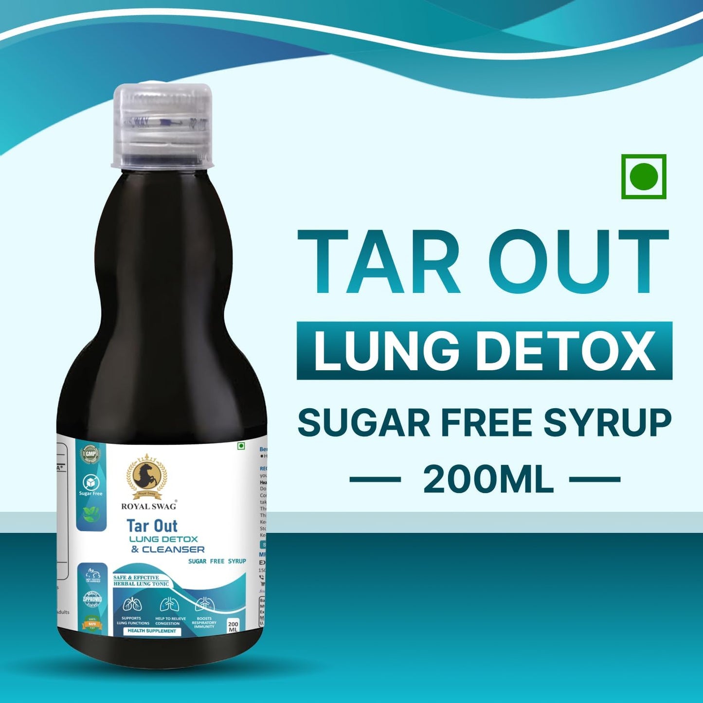 Ayurvedic Tar Out Syrup - Sugar Free Lungs Detox (200 ML) - Herbal Remedy for Tar Removal from Smoke and Air Pollution