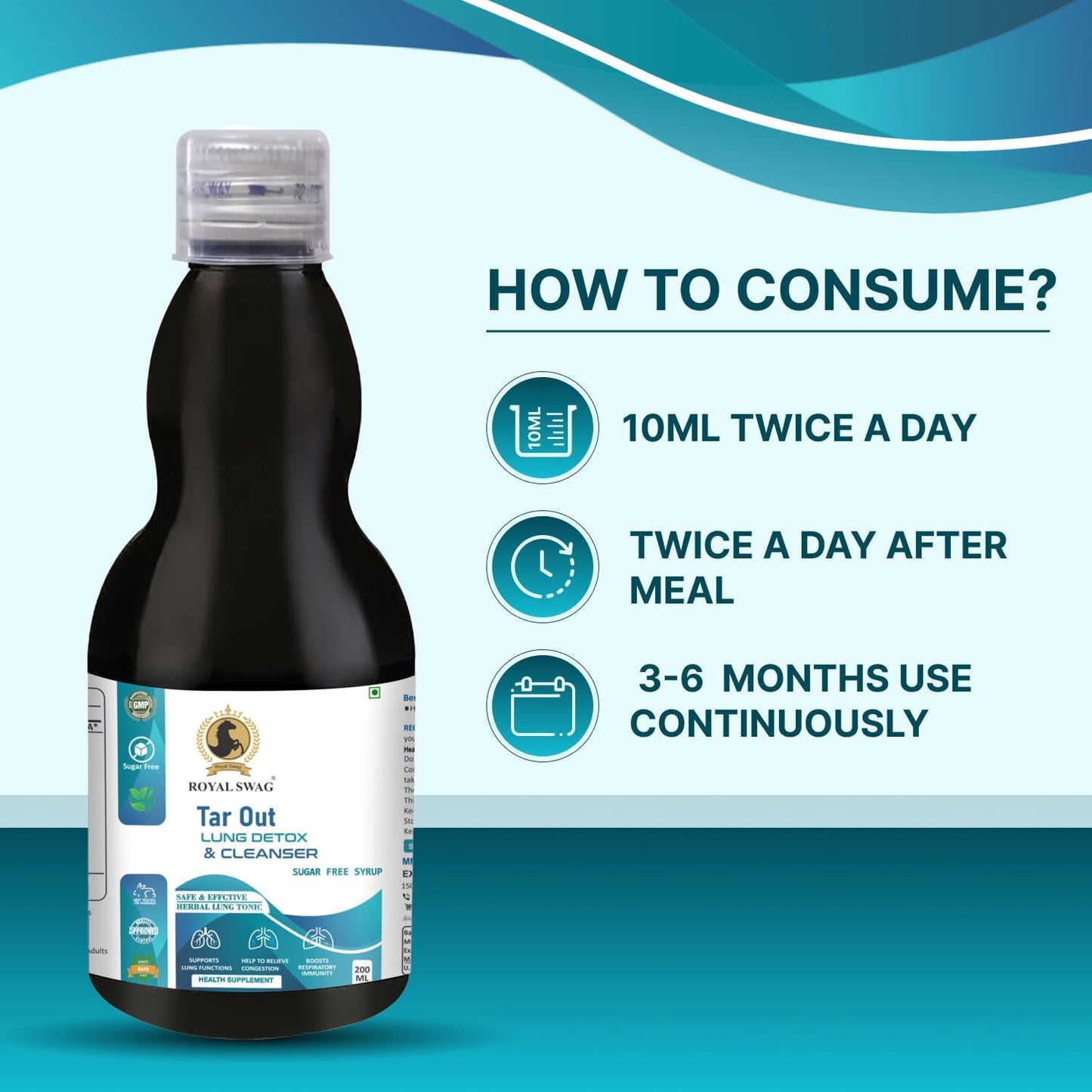 Ayurvedic Tar Out Syrup - Sugar Free Lungs Detox (200 ML) - Herbal Remedy for Tar Removal from Smoke and Air Pollution