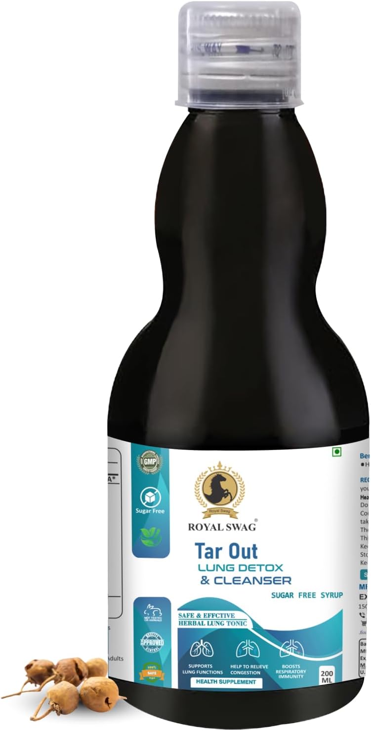 Ayurvedic Tar Out Syrup - Sugar Free Lungs Detox (200 ML) - Herbal Remedy for Tar Removal from Smoke and Air Pollution