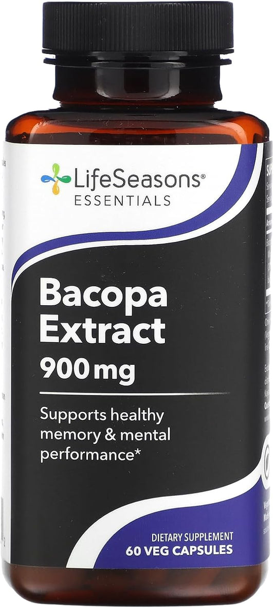 Bacopa Extract Supplement for Memory & Focus - Supports Stress Response - Enhances Cognitive Function - 900mg - 60 Capsules
